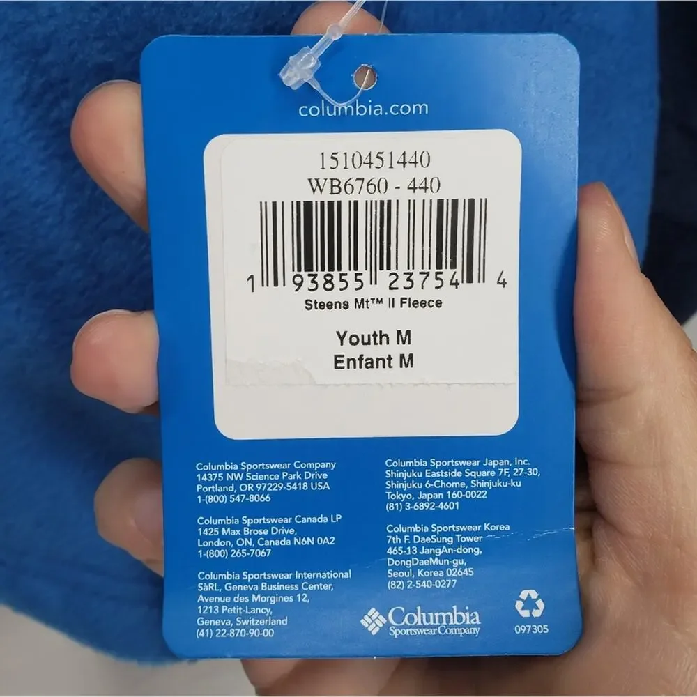 Columbia steens mountain II fleece full zip jacket blue kids youth M 10/12